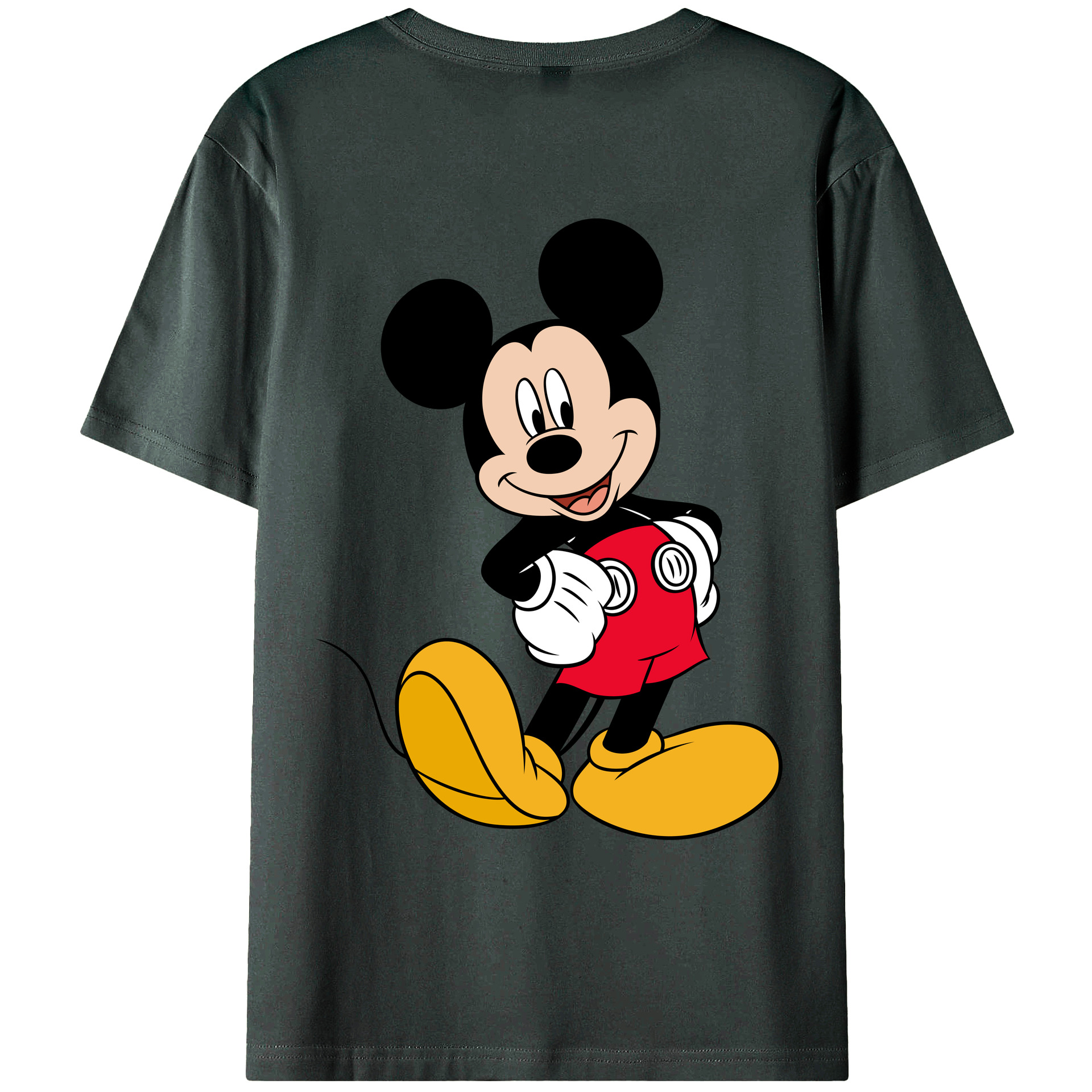 ミッキーマウス Mickey Mouse 綿100％ メンズ半袖Tシャツ（バックプリント） 通気性